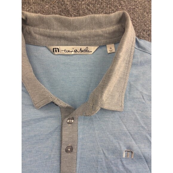 Travis Mathew Polo Shirt Men's XL Blue Gray Short Sleeve Button Golf Pima Cotton - Picture 2 of 6